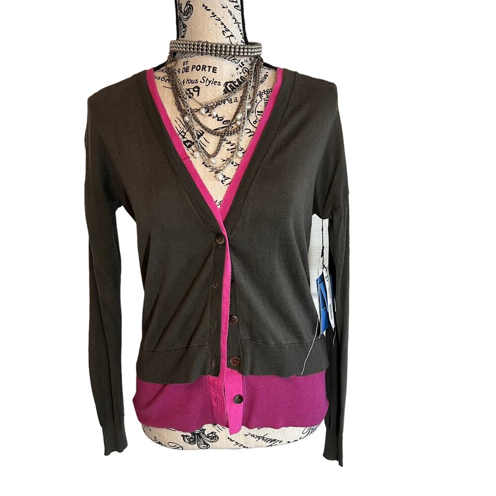 Dark Romance Grunge Rose Noir Simply Vera Wang Women's Ruffled Cardigan Boho S